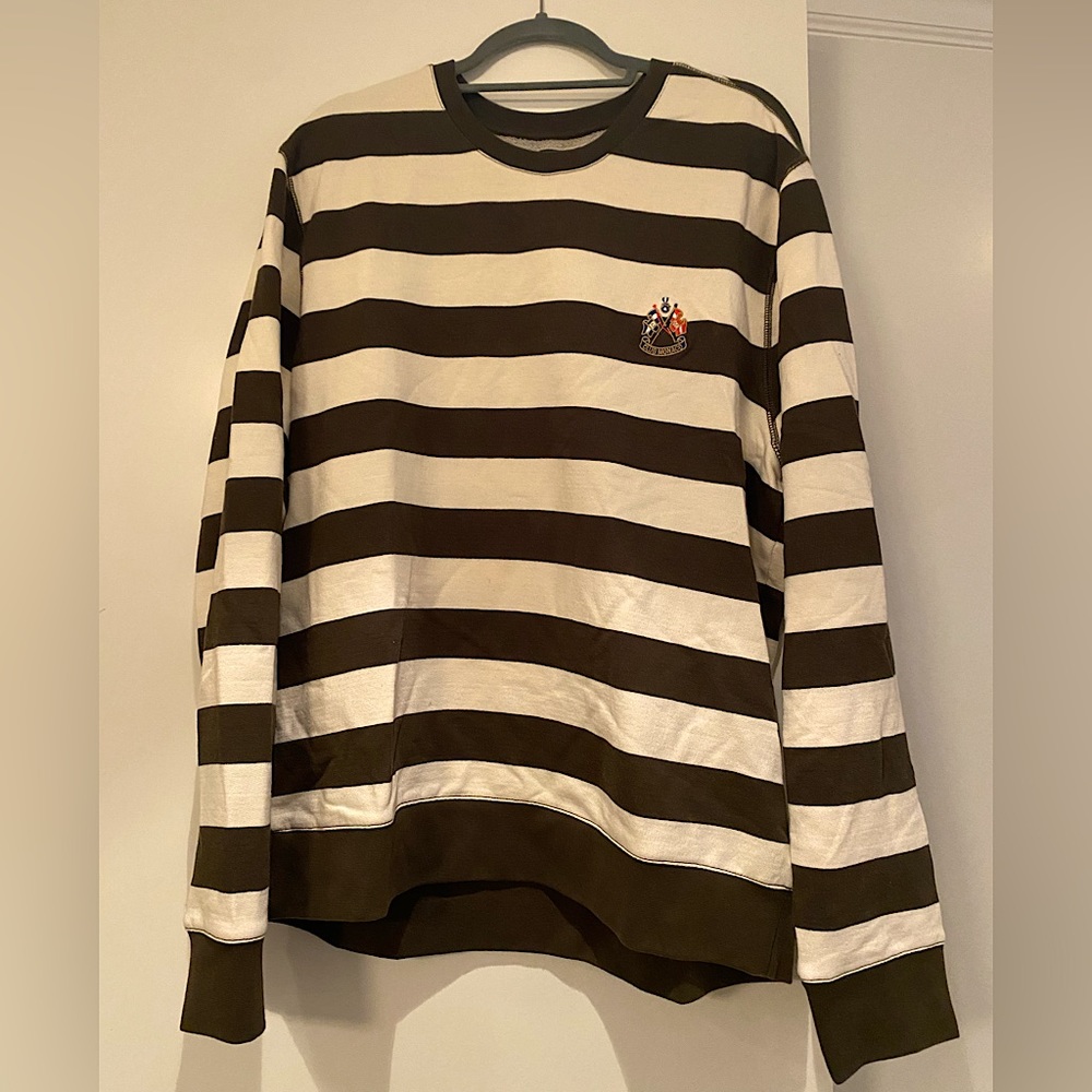 Club Monaco Cream & Green multi wide stripe sweatshirt